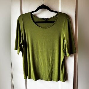 Eileen Fisher Olive Green Crewneck Knit Top XL
